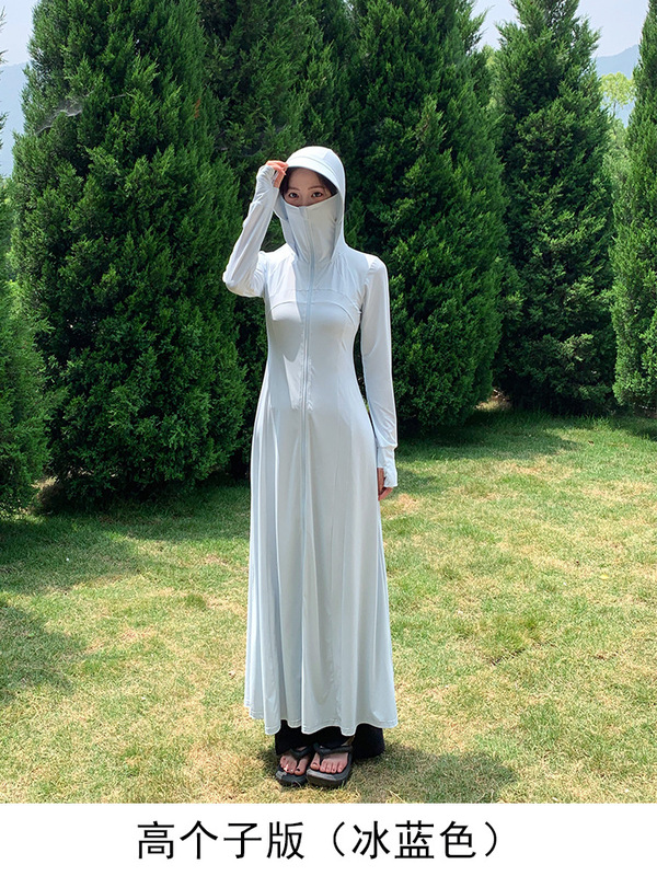 Moxun ロマンチックな 2025 夏の新ロング全身日焼け防止服女性のアイスシルクドレス抗 UV 日焼け防止服|undefined