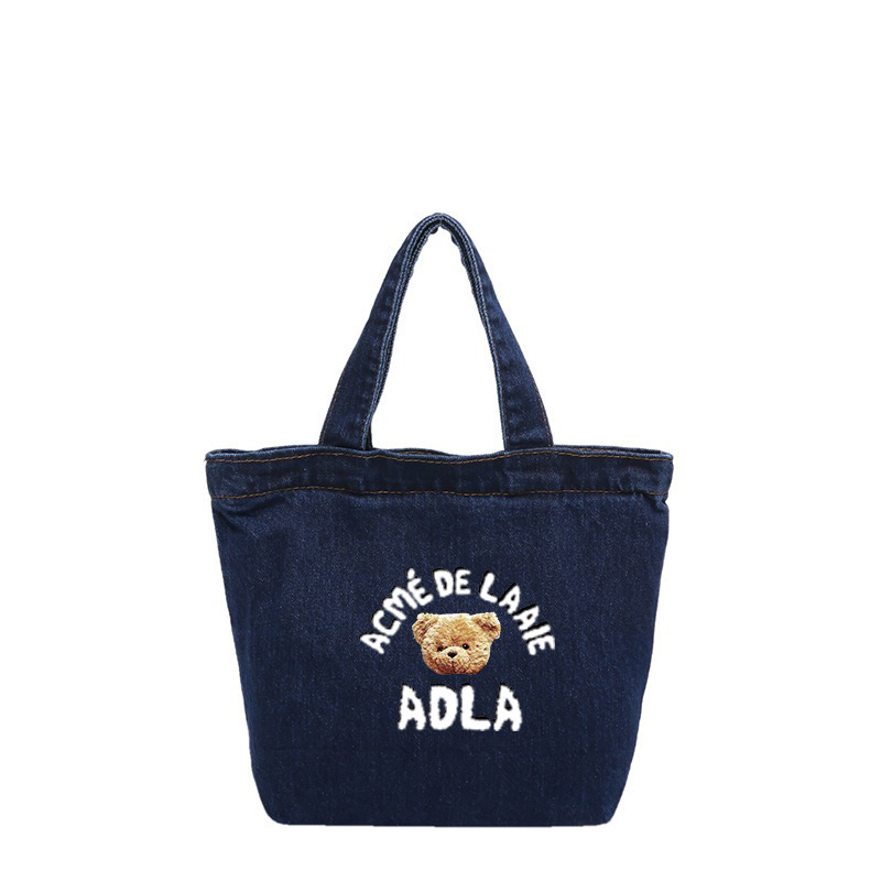 Bolsos vaqueros de lavado de dibujos animados japoneses de gran capacidad estudiantes bolsos de cubo de agua portátiles lindos loncheras