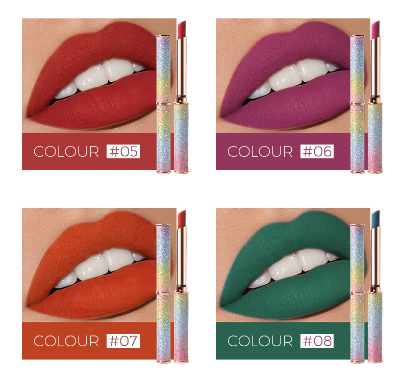 VIBELY Foreign Trade Starry Sky Shining matte Lipstick, non-stick cup, non-fading, small diamond heel Lipstick, cross-border wholesale undefined