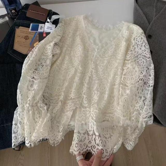 2026 Spring Soft and Skin-Friendly V-Neck Sexy Lace Blouse for Women + Lined Layered Top with a Gentle and Stylish Look 2026 Spring Soft and Skin-Friendly V-Neck Sexy Lace Blouse for Women + Lined Layered Top with a Gentle and Stylish Look
