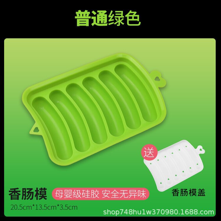 Fuente de fábrica de 6 piezas de silicona molde de salchicha con tapa herramientas de suplemento de alimentos para bebés al vapor molde de salchicha casera