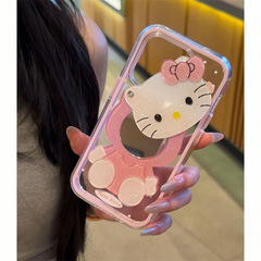 ピンク水玉模様 kt ケイティミラー Apple 16ProMax 携帯電話ケース Apple 15/14 落下防止 13/12/11 に適しています