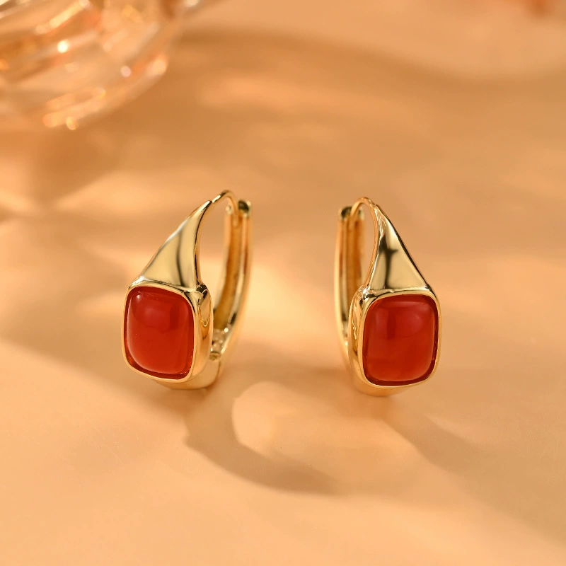 Демисезонные красные модные серьги, стиль light-luxury, assorted designs, лёгкая 3×3 см