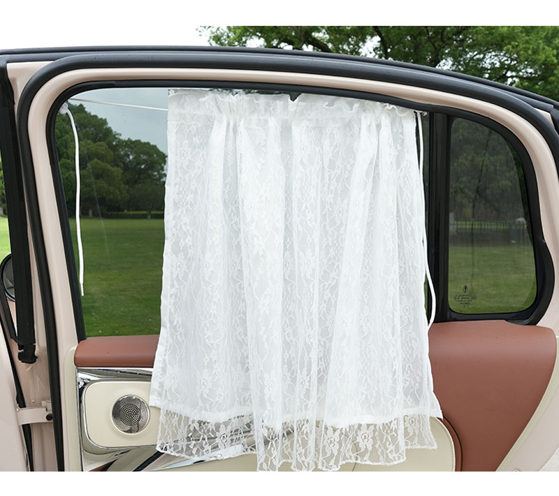 Blue Rain Car Curtain Lace Double-layer Car Sunshade Sun Protection Insulation Car Hanging Suction Type Curtain Side Curtain