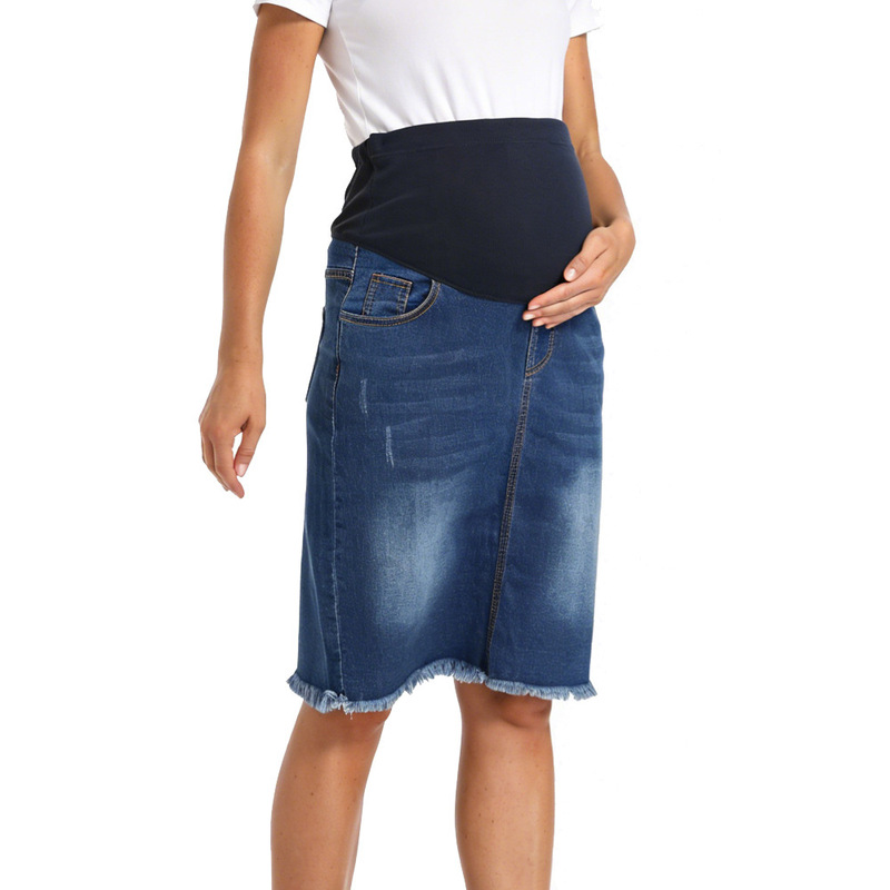 Plus-Size Maternity Denim Skirt, One-Piece Drop-Shipping Service, European and American Size Maternity Wear, Elastic Belly-Support Maternity Skirt, Exclusively for Cross-Border Sales