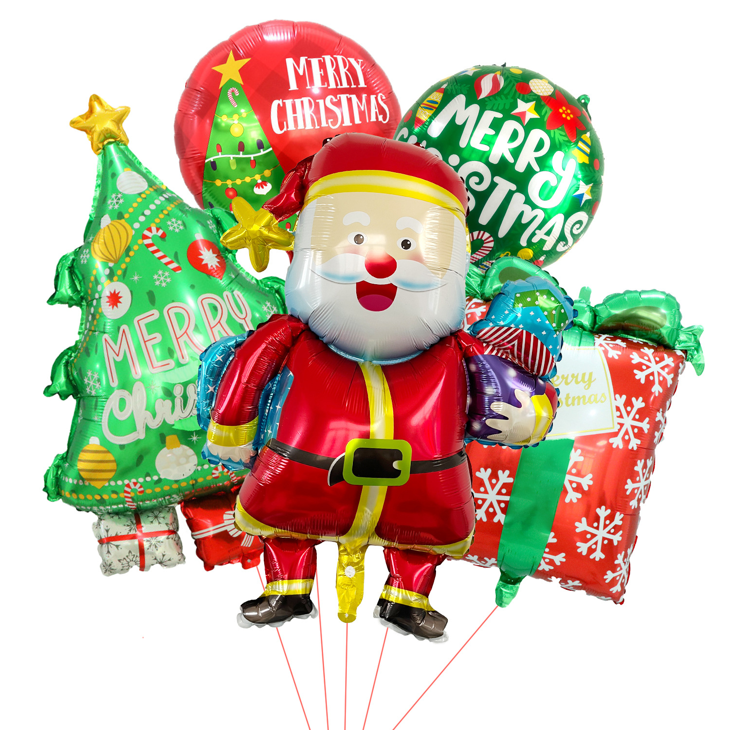 Santa Claus transfronterizo caja de regalo de árbol de Navidad película de aluminio set de globos Navidad Nochebuena decoración de fiesta