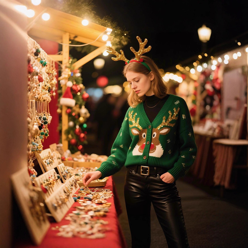 European and American Cross-Border Amazon Temu Christmas Sweater Women's Cardigan with Deer Pattern, Autumn and Winter 2026 New Jacquard Design European and American Cross-Border Amazon Temu Christmas Sweater Women's Cardigan with Deer Pattern, Autumn and Winter 2026 New Jacquard Design