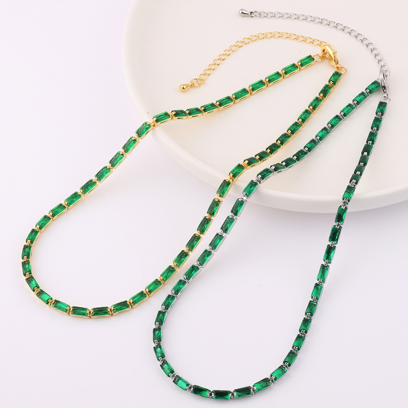 Shiny Geometric Copper Gold Plated Zircon Necklace