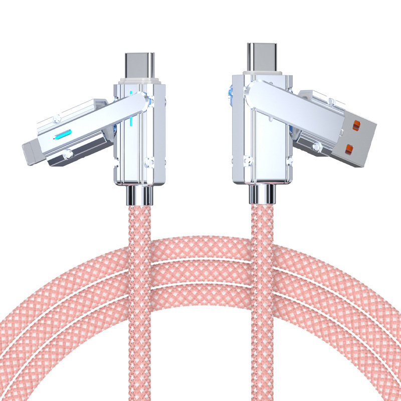 锌合金四合一编织充电线Type-C/lightning二合一数据线加粗pd65W|undefined