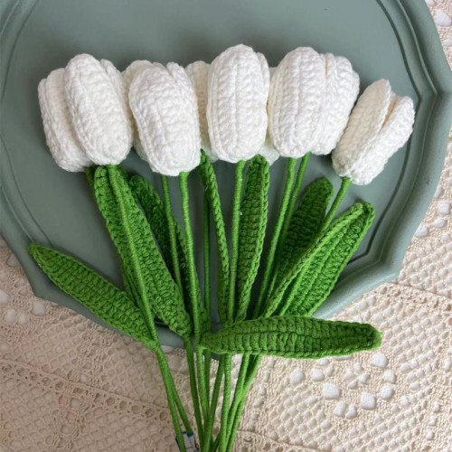 Valentine's Day hand-knitted simulated bouquet of tulips, finished eternal flower yarn, creative flowers for gifting