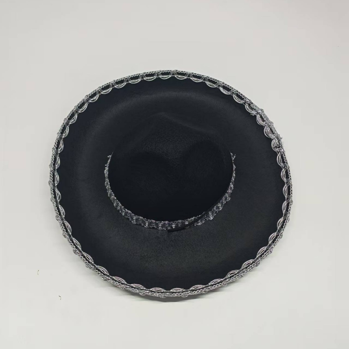 Sombrero de fiesta de Año Nuevo pequeño sombrero nacional mexicano bordado plateado decoración de Navidad sombrero de baile de maquillaje