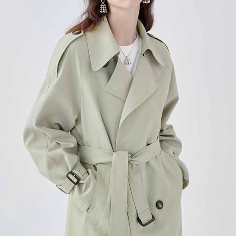 2023 new windbreaker Women's Mid-length overcoat small British style coat spring and autumn 2023 new windbreaker Women's Mid-length overcoat small British style coat spring and autumn