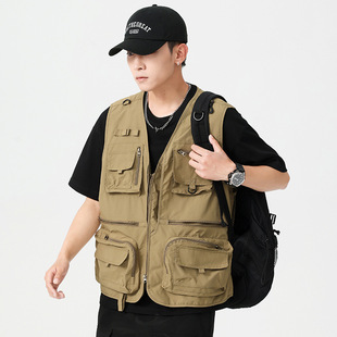 CM-8512 Mai Tooling Vest Men's Lightweight Mesh Photography Vest Summer Fishing Casual Multi-Pocket Horse