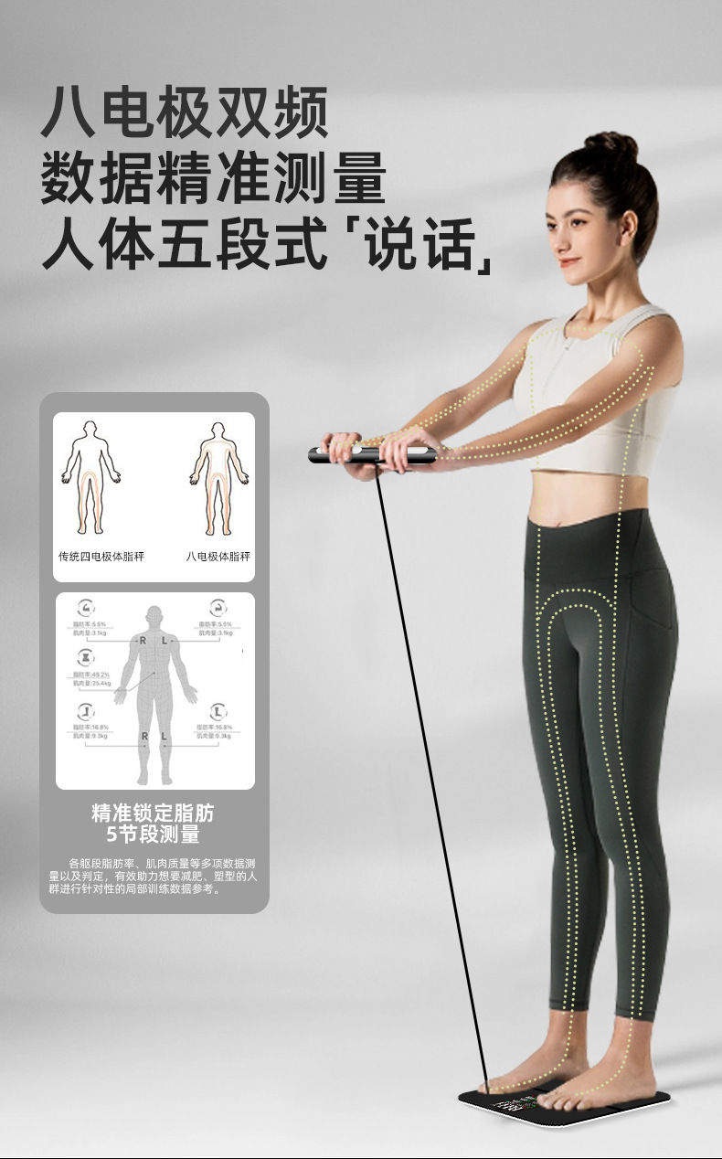 Fitness-Körperfettwaage mit Bluetooth und 8-Motor-Technologie, präzise Personenwaage für Gewichtskontrolle und Diät, elektronische Plattformwaage