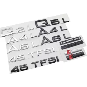 Yeni Audi A4L, A6L, Q5L, A5, A3 üçün qara ön barmaqlıq, 40-45 arxa emblemi