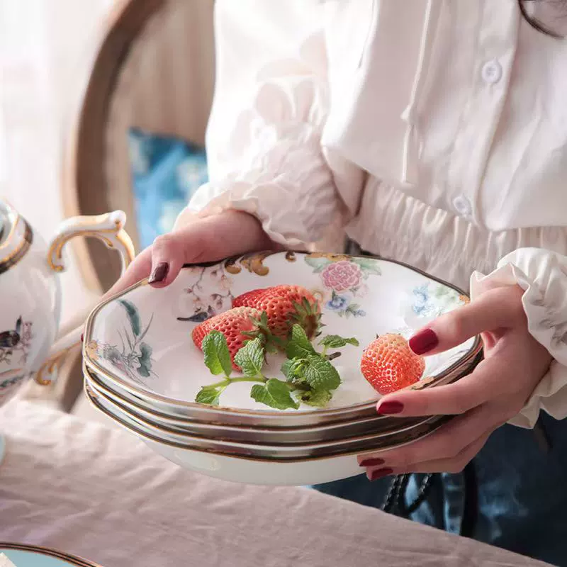 Художественная элитная домашняя посуда Западная кухня тарелка лёгкая роскошь глубокая тарелка керамическая китайская миска для супа тарелка для палочек