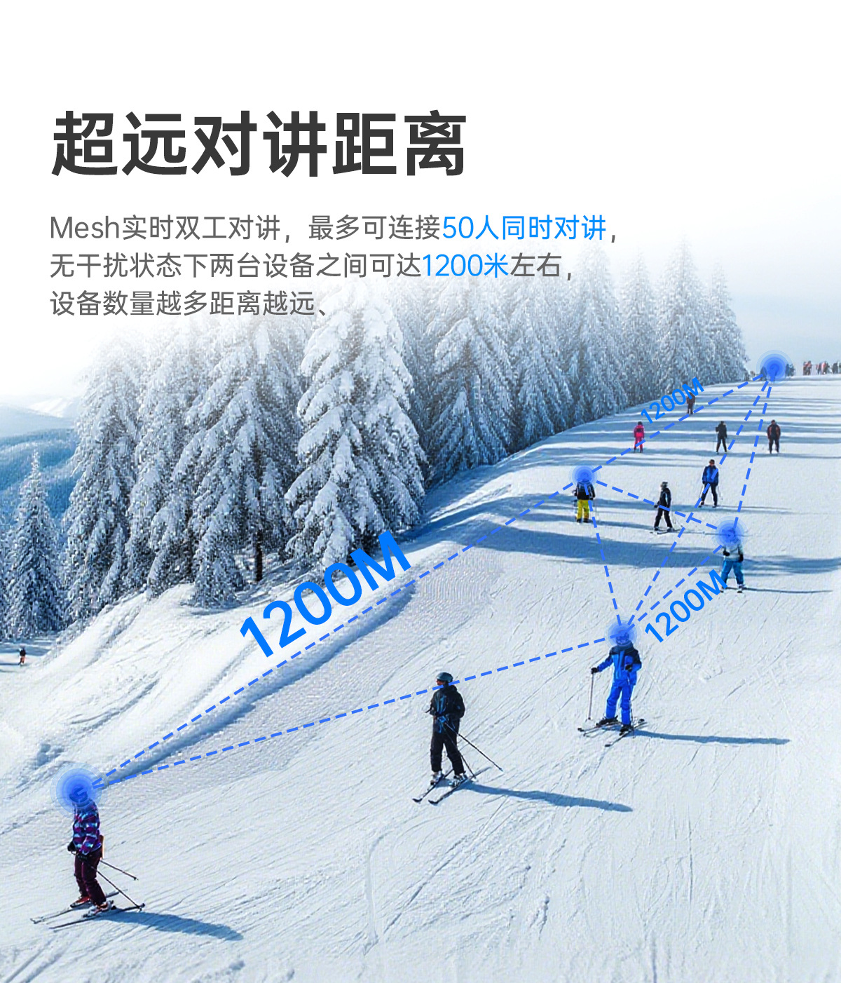 Ski Helmet Bluetooth Headset Mesh50 Intercom Smart Noise Reduction Large Speaker Cycling Bluetooth Headset Wholesale Factory