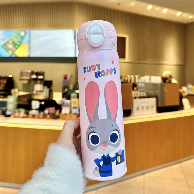 疯狂动物城朱迪尼克情侣保温杯女生高颜值大容量冰霸杯子吸管水杯|undefined