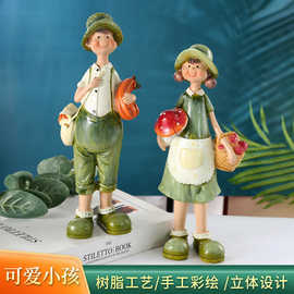 一件代发卡通小孩工艺品摆件创意家居树脂摆件客厅玄关装饰品摆件
