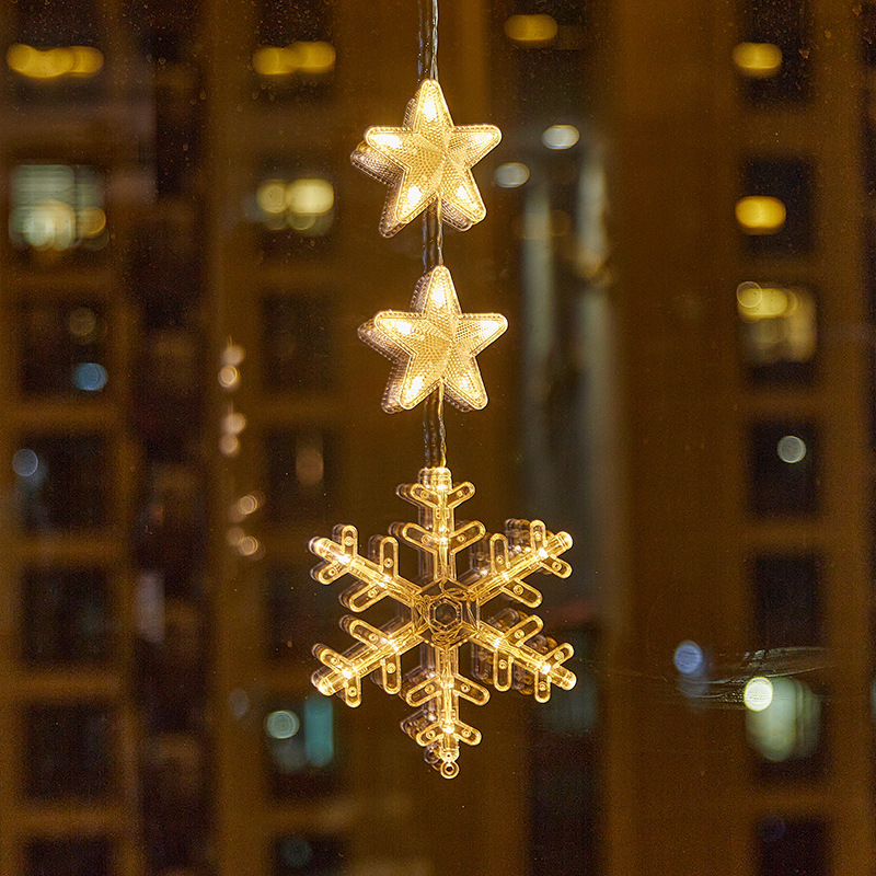 Nuevo estilo transfronterizo Navidad ambiente creativo LED ventosa decoración de la lámpara decoración del festival lámpara de estrella de cinco puntas colgante colgante image 11