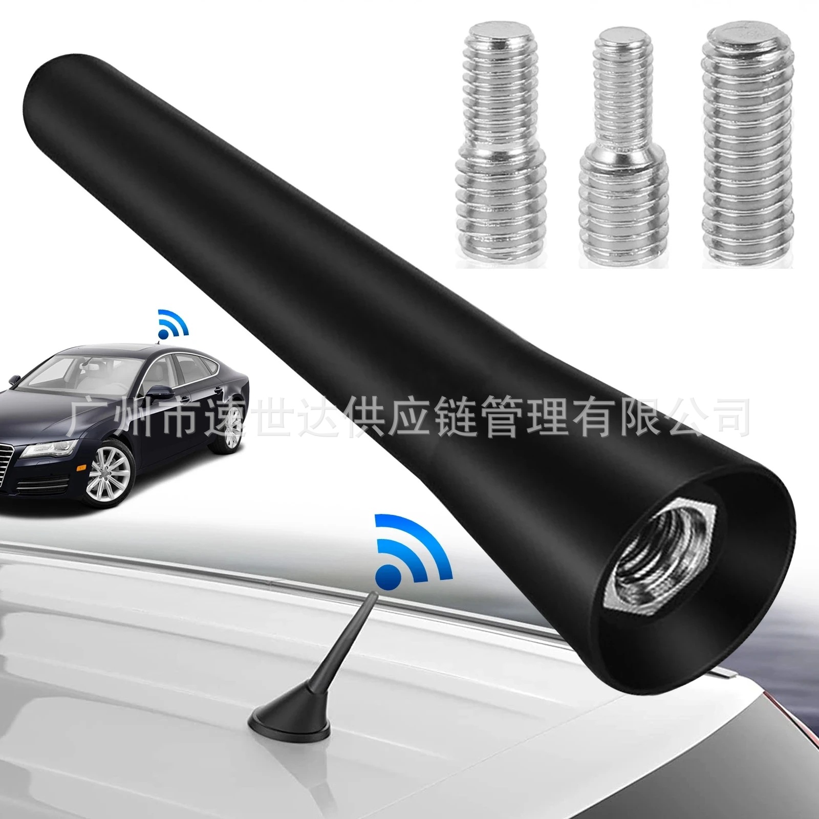 Car Fm Am Black 6.5cm Universal Mini Short Car Antenna Mast M4 M5 M6 Thread Adapter