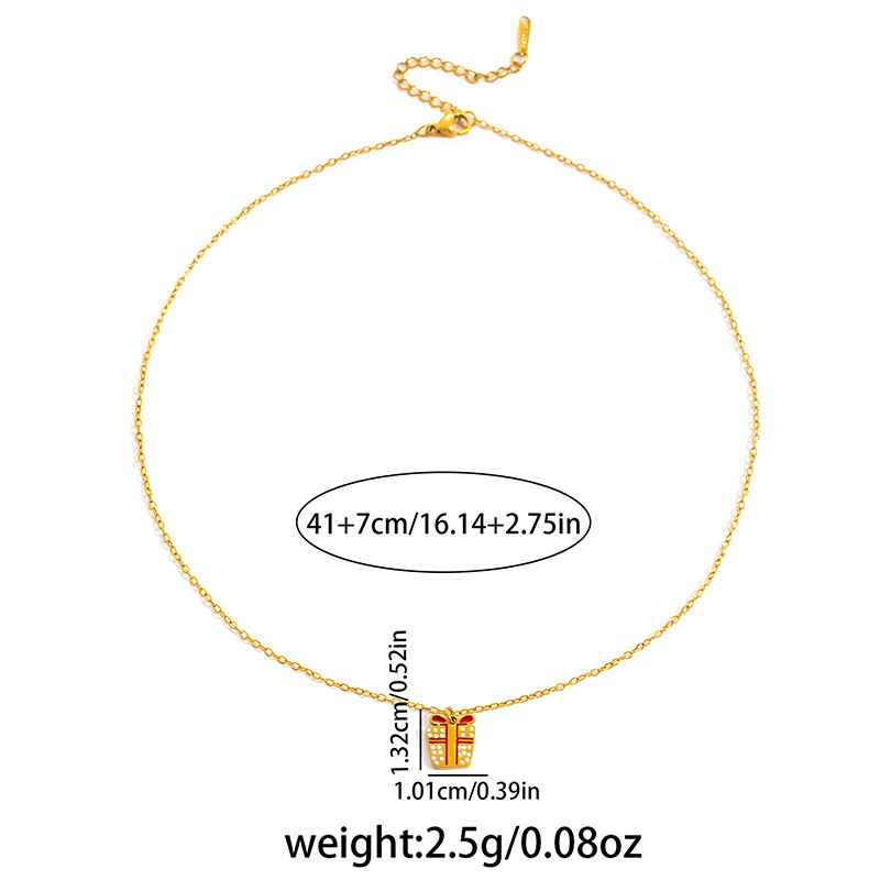 6g Weight 0.03µm Gold Plating Thickness Electroplated Gold Plating Process Golden Plated Plating Material 201 Stainless Steel Pendant Material Pendant Necklace Classification 201 Stainless Steel Chain Material cable chain Chain Type 1 Piece Quantity Holiday, Daily Occasion 201 Stainless Steel Material Santa Claus, Christmas Socks Pattern Women's Gender Cute Style Plating Craft Fashionable Stainless Steel Christmas Cartoon Deer Necklace Creative Design Lockbone Chain Luxury Style Titanium Jewelry For Women 10