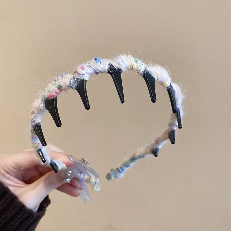 Nuevo producto de lana de color de doble uso, peine para el cabello ondulado, diadema de cara superior de cráneo alto, nueva moda, accesorios para el cabello suave para mujeres