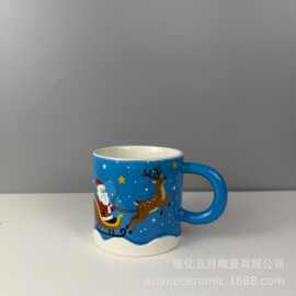 卡通插画风圣诞节陶瓷马克杯情侣水杯女生圣诞送礼礼盒装马克杯子