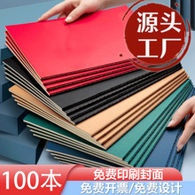 a5简约复古风学生软抄本b5牛皮黑卡空白横线笔记本本子加厚草稿本