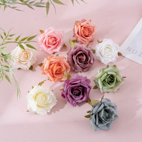 Artificial Flower Simulation, Ruffled Rose Blossom Head, Floral Box for Home Decor, Cross-Border Wedding Wholesale, INS-style MW07301