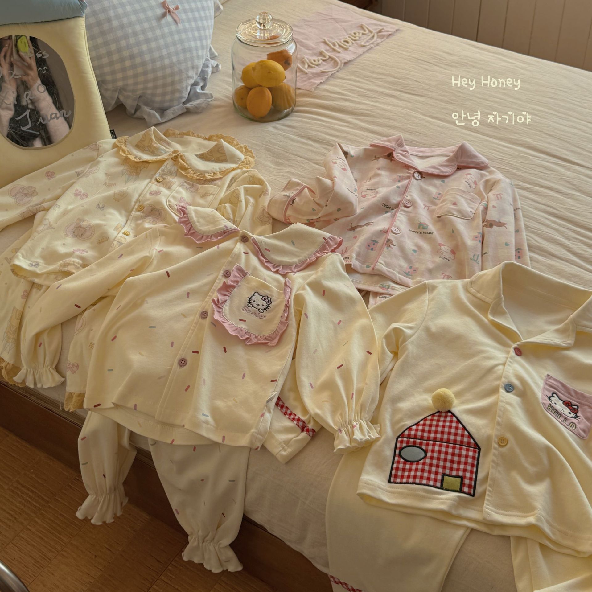大小卷 Hey honey兒童親子款舒適棉毛家居服套裝秋冬睡衣兩件套