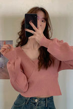 设计感假两件打底衫毛衣春秋2025新款韩版温柔风泡泡长袖针织衫女