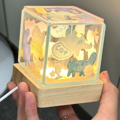 子犬の子猫diy小夜灯アクリル自粘親友部屋usbベッドの雰囲気灯カップル誕生日プレゼント