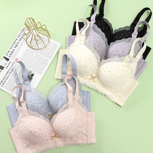 A1 wireless underwear women's small chest big upper support anti-sagging extra thick steamed bread Cup push up breast lace bra