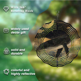 亚马逊跨境jit代发旋转摆件3D旋转挂饰门口挂饰风铃庭院金属挂件