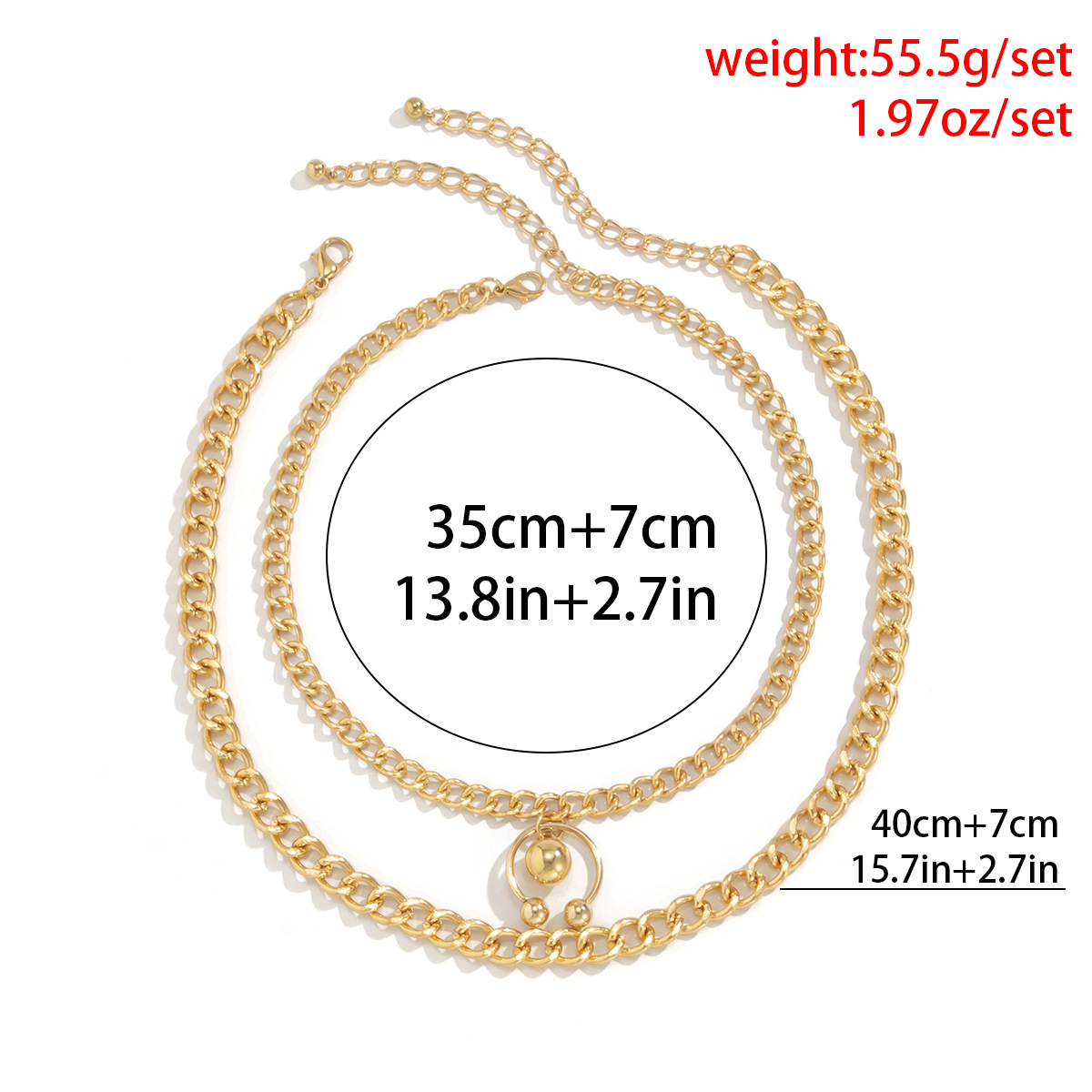 Europe And America Cross Border Hip Hop Punk Multi-layer Round Beads Hanging Ball Simple Necklace Geometric Metal Hollow Chain Necklace display picture 10