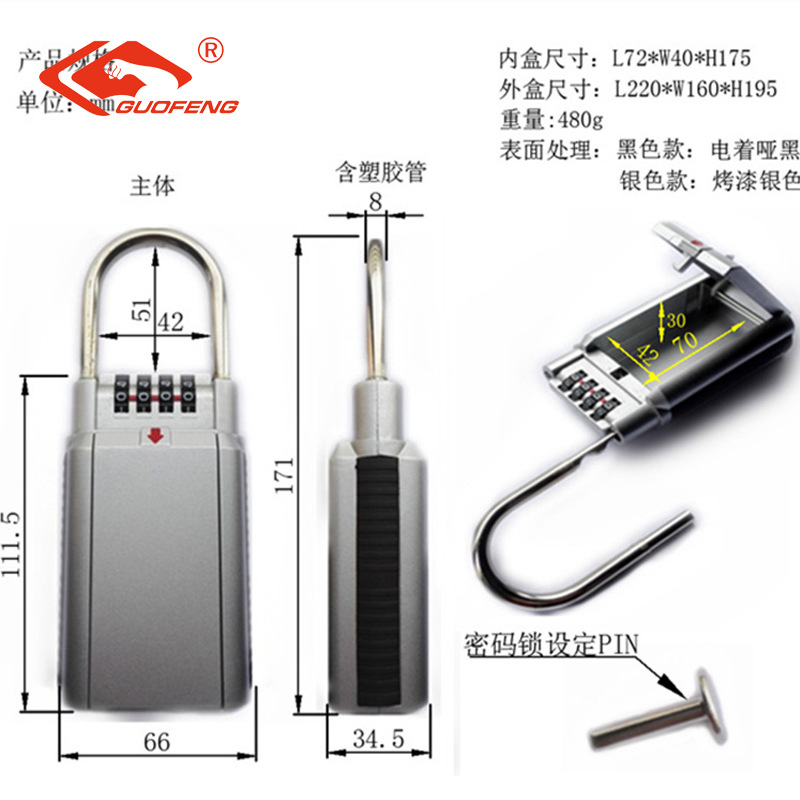 Decoración de la caja de almacenamiento de llaves de pared europea caja de cifrado caja fuerte caja de llaves de cifrado anti-rompida