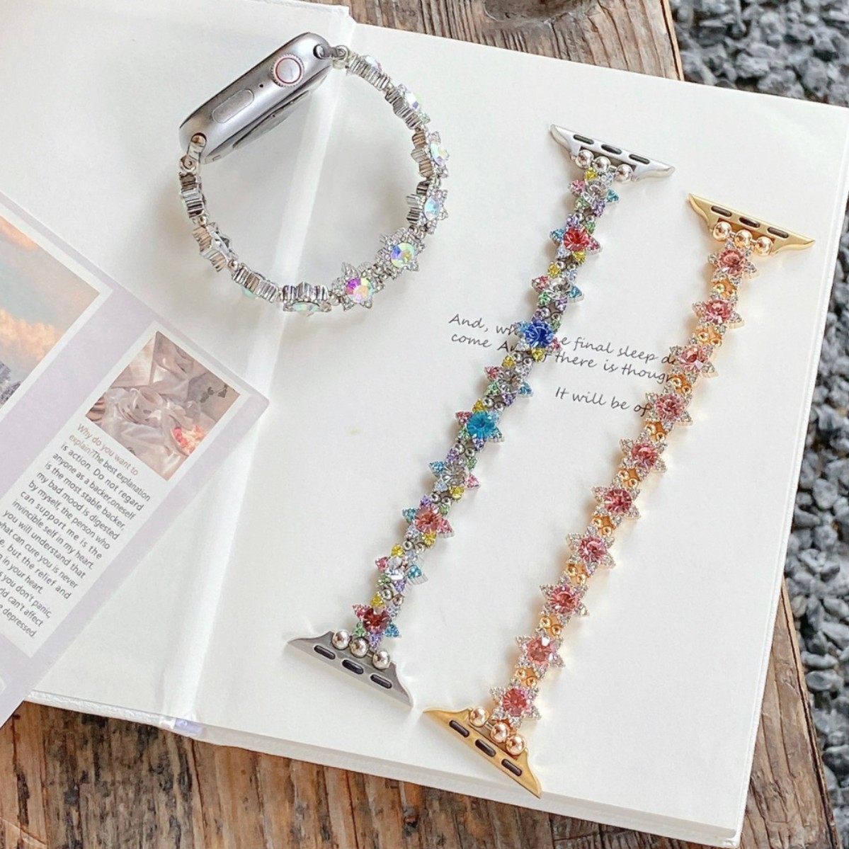 Sunflower Huazi Broken Diamond Watch Strap Suitable for Apple Iwatch456789S10 Watch Wrist Strap Apple Watch Strap