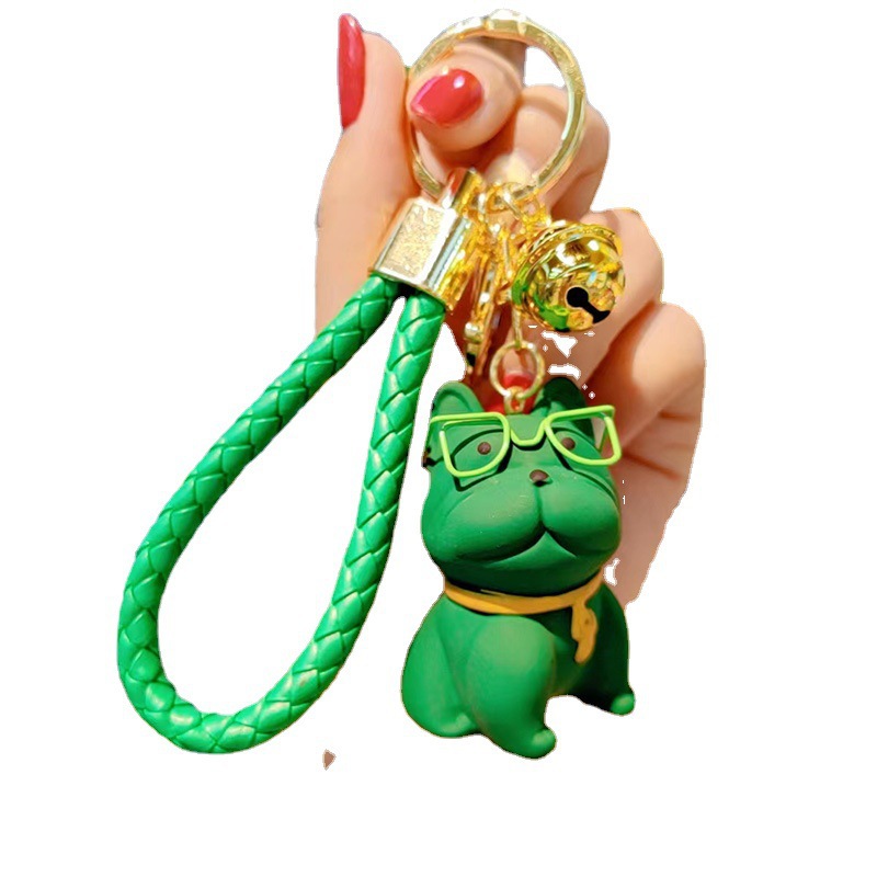 Gafas de resina de dibujos animados método de lucha de perros llavero mujer lindo creativo perro exquisito llavero de coche colgante de bolsa