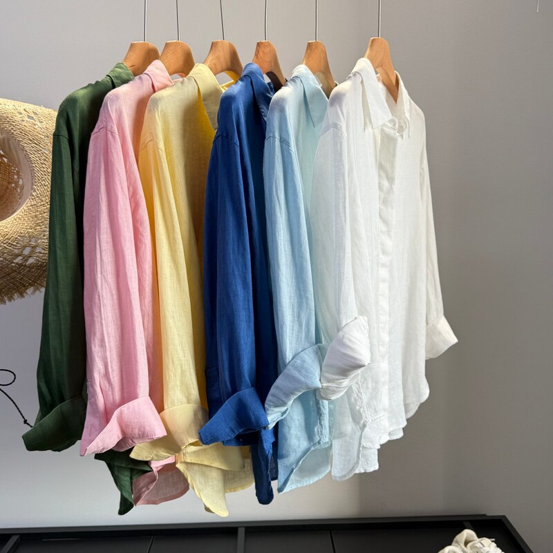 Boluo Old Money Style Linen Shirt Women's Long-Sleeved Loose Sun Protection Top Spring New Multi-Color Basic Jacket