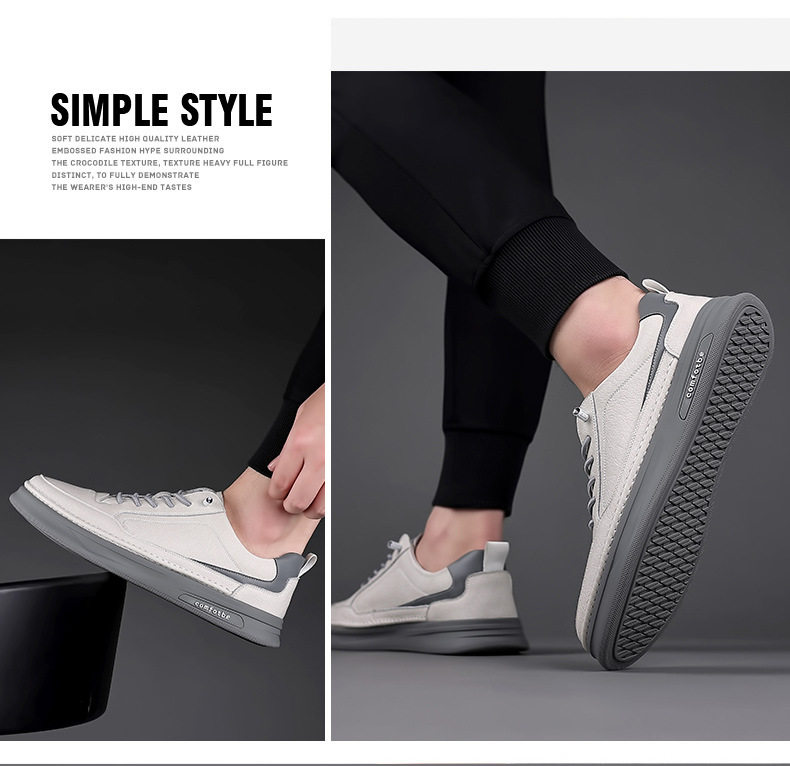Giày sneaker nam da bò thật đế dày, giày thể thao đa năng phối đồ hợp xu hướng — PZ6018 màu trắng, PZ6018 màu đen chi tiết 18