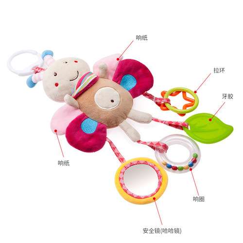 Newborn sound rattle car hanging toy crib bell plush soothing 6-month-old baby toy cross-border