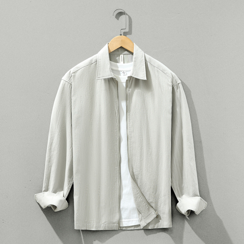 8952 Men's Spring and Autumn New Pure Cotton Long Sleeve Zipper Shirt Trendy Handsome Loose Casual Casual Easiest for Match Shirt 8952 Men's Spring and Autumn New Pure Cotton Long Sleeve Zipper Shirt Trendy Handsome Loose Casual Casual Easiest for Match Shirt