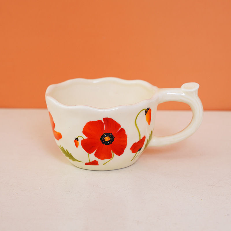 Nuevo estilo coreano juego de tazas y platillos de cerámica pintados a mano taza de café de pareja taza de leche taza de desayuno universal lindo para niños