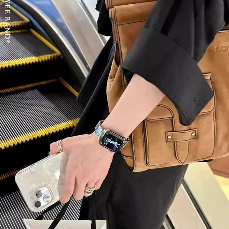 Подходит для Apple Watch металлический ремешок с нестандартной бабочковидной застежкой S78910, простой ремешок для Apple iWatch