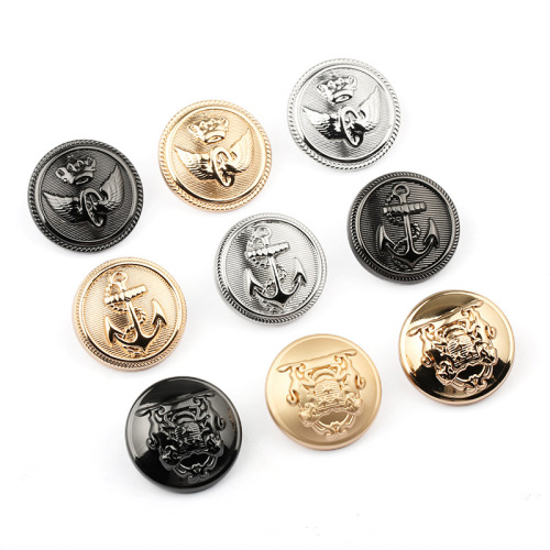 Origin Metal Ship Anchor Button Double Lions Fashion Brooch English Style Gold Buttons Women's Suit Coat Top Button
