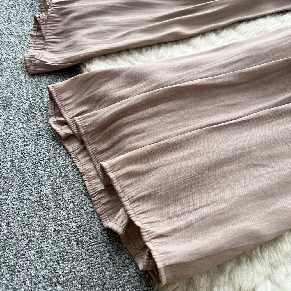 High-Waisted Wide-Leg Pants Korean Style Casual Women's Elastic Waistband Flattering Relaxed Fit For Commuting_ecoleips.com