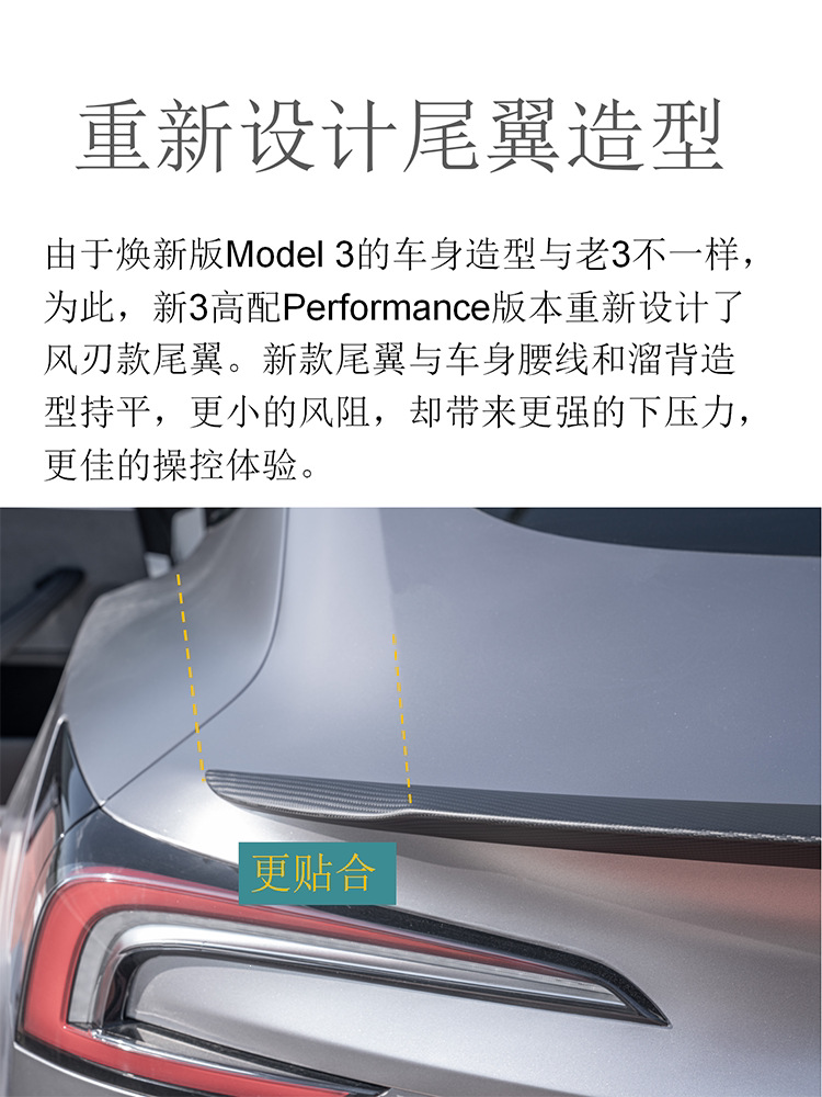 Suitable for the new Tesla Model 3YS, genuine dry carbon fiber rear spoiler P version, matte finish