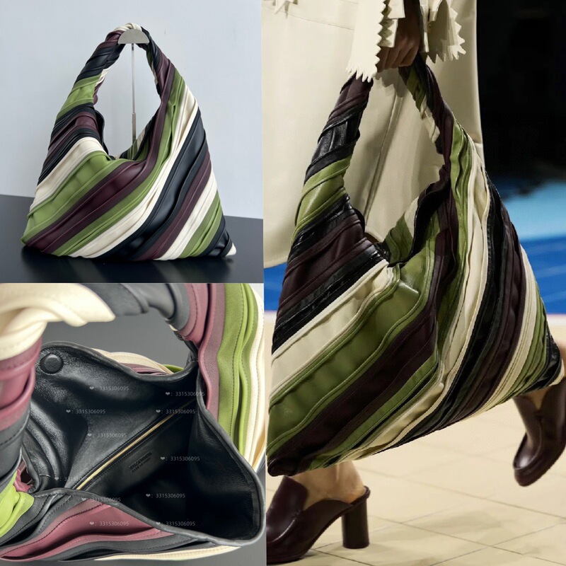 Baodijia Woven Bag Bv New Product Catwalk Trendy New Favorite Hop Fiber Pattern High Version Large Capacity Patchwork Women's Bag