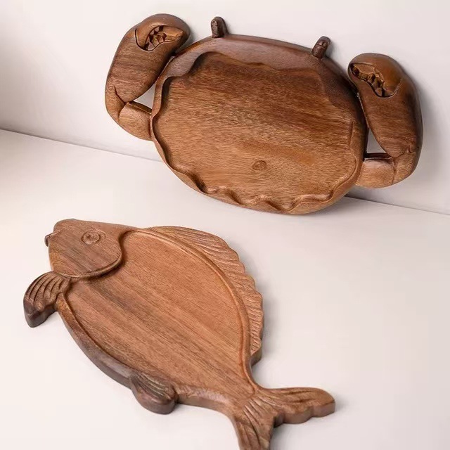 Platos de comedor creativos japoneses de madera sólida de alta calidad platos de platos caseros platos de pescado platos japoneses platos de sushi